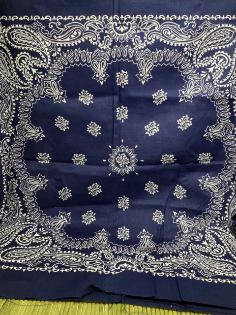 Vintage WAMCraft Bandana Fabric Cut N Sew 1+Y x 42"W Navy Blue Cotton Makes 4