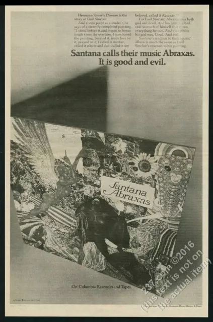 1970 Santana Abraxas album release vintage print ad