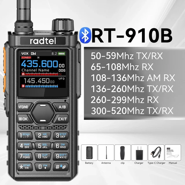 RADTEL RT-910 CB TRANSMIT VERSION Air Band VHF UHF AM FM CB.2 ANTENNAS ...