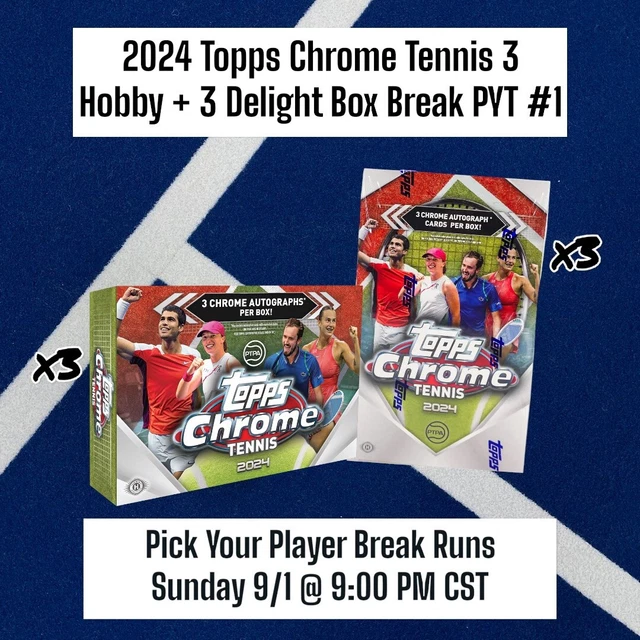 DANIIL MEDVEDEV 2024 Topps Chrome Tennis 3 Hobby + 3 Delight Box