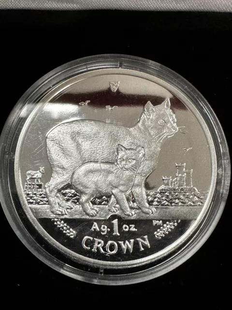 2012 Isle Of Man Silver Cat Series 1oz Proof Coin With Box & COA!