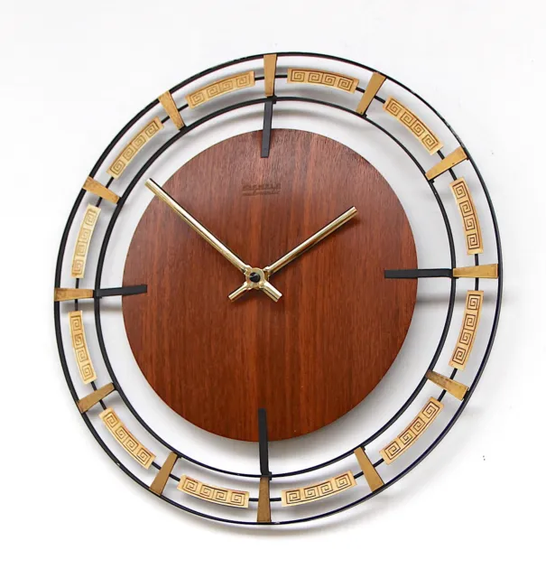 1970s Sunburst style W German KIENZLE Vintage Wall Clock Midcentury Retro Kitsch
