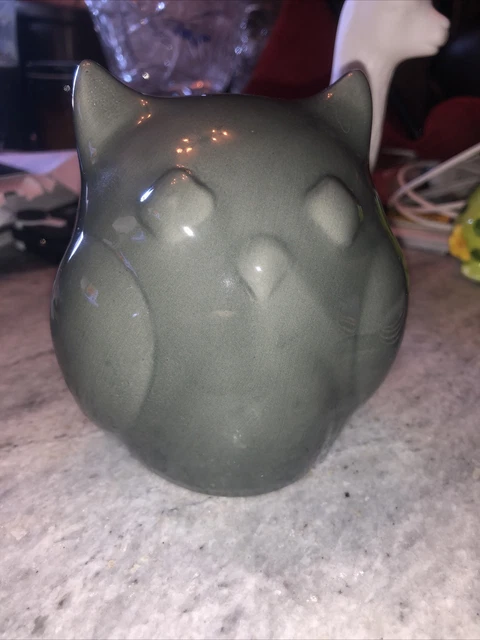 approx 4” pottery ceramic owl, earthy glaze. retro style . MCM fashioned