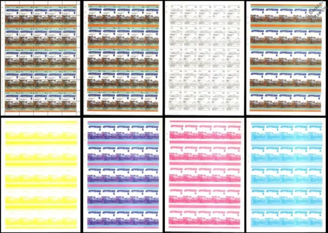 LMS CORONATION SCOT Locomotive Train Progressive Proof Stamp Sheets x 8 Loco 100