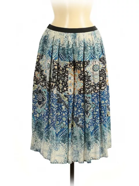 Sea New York Blue Pleated Silk Floral Print Skirt, Size 6 (US)