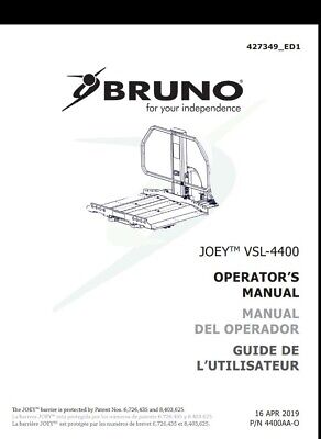 ~Manuales de instalación/elevador de plataforma Bruno Joey para scooter/silla eléctrica VSL4400