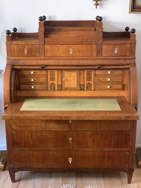 Antik Klassischer Biedermeier Sekretär Zylinderbüro um 1820 Nussbaum Rollbureau