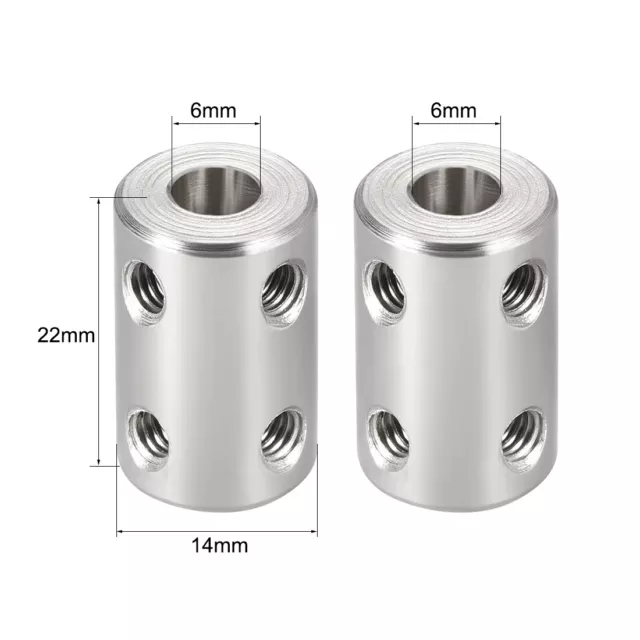 Shaft Coupling 6mm to 6mm L22xD14 Robot Motor Wheel Rigid Coupler Connector 2Pcs 3