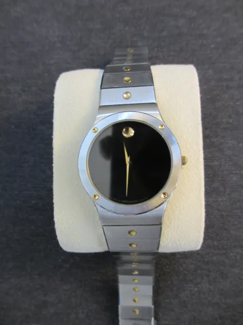 Men's Movado Museum Black Dial Stainless Steel Watch, New Movement and Battery!