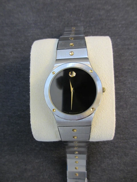 Orologio Uomo Movado Museum Quadrante Nero Acciaio Inox, Nuovo Movimento e Batteria!