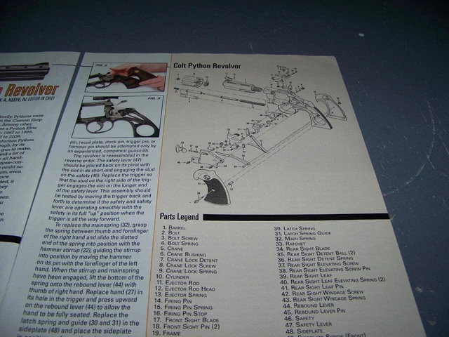 COLT PYTHON .357 Cal Revolver ...Details/Exploded View/Parts List (466X ...