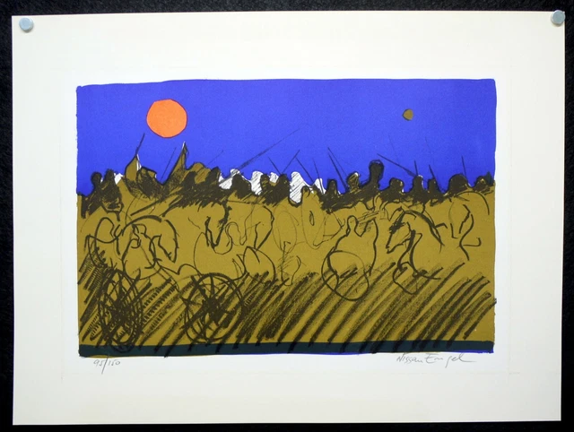VTG Nissan ENGEL Original Hand Signed ART Stone Lithograph Paper 95/150 ISRAELI