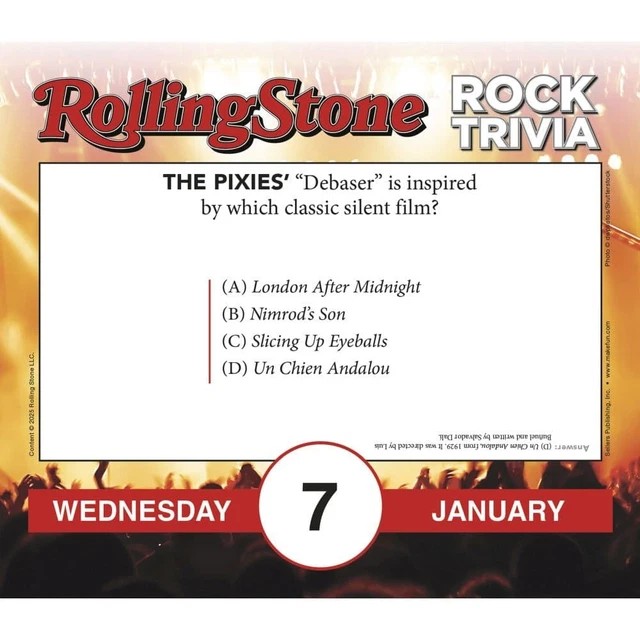 SELLERS PUBLISHING, Rolling Stone Rock Trivia 2026 Desk Calendar, 5.9 ...