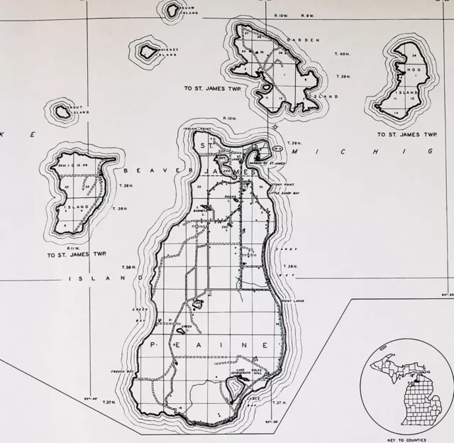 1940 Michigan Highway Map Charlevoix County Boyne City Beaver Island East Jordan 3