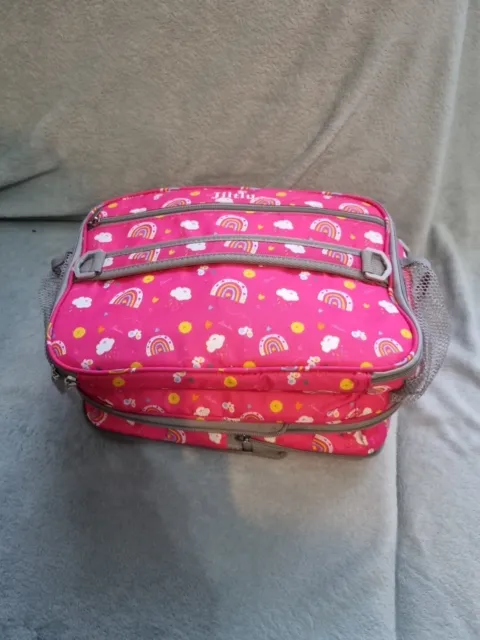 Jiltlu Expandable  Kids Lunch Bag,pink Rainbow,size AroundL34cm,W24cm,H15cm