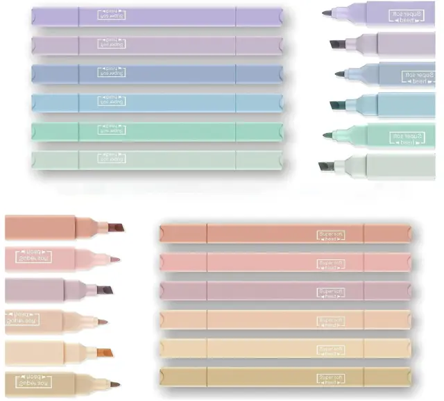 12Pcs Aesthetic Cute Highlighters Bible Pastel Highlighters and Pens no bleed A