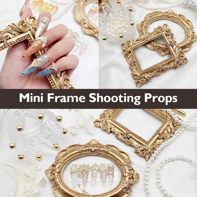 2Pcs Small Photo Frame Picture Frames Vintage Miniture Home Jewelry Decoration
