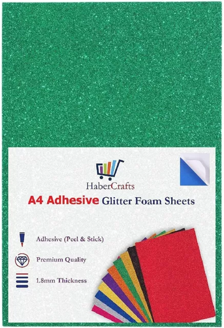 GLITTER Foam Sheets 2mm Thick A4 EVA Craft Funky sheets - Choose