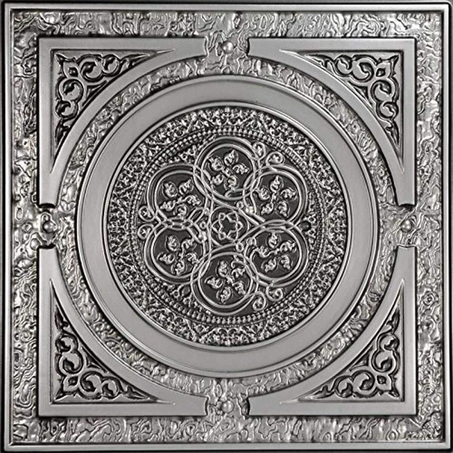 Faux Tin Ceiling Tile - Antique Silver 25-Pack