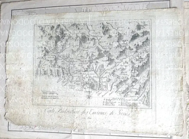 Antica Mappa Di Genova Liguria Cartina Geografica Xviii Sec. Idea Arredo Quadro