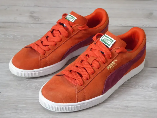 Puma Orange Suede Low Trainers UK Size 5 Sport Lifestyle Womens Classic Sneakers