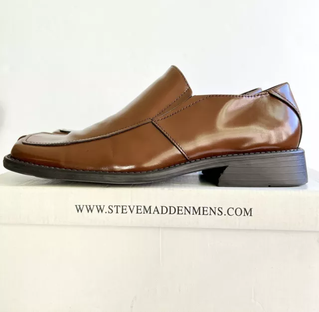 STEVE MADDEN MEN'S Leather Loafers Caramel Brown Size 7 Eclipse Dress ...
