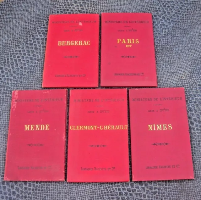 cinq anciens plans du ministère de l'intérieur paris Mendes Nîmes bergerac etc.