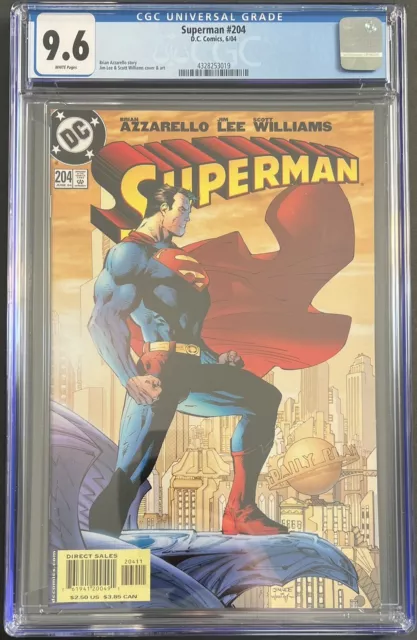 Superman #204 CGC 9.6 WHITE PAGES! CLASSIC JIM LEE COVER! 🔥🔑