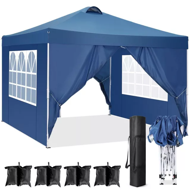 Pavillon 3x3m Wasserdicht Partyzelt Festzelt mit Fenstern Bierzelt Gartenzelt
