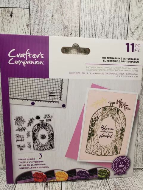 Crafters Companion The Terrarium Floral Photopolymer 11pc Stamp Set New