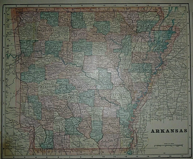 RARE VINTAGE 1899 Atlas Map ARKANSAS LITTLE ROCK Old & Authentic