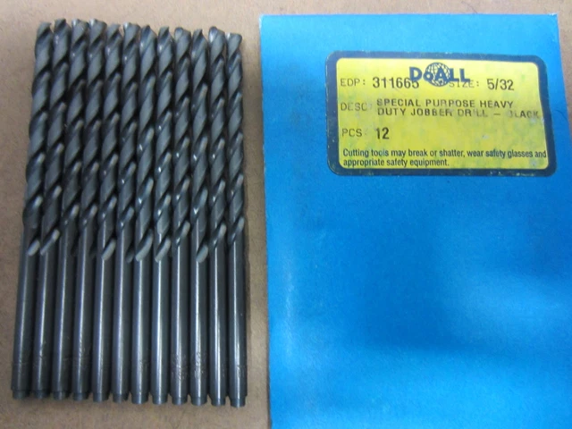 12 pcs GREENFIELD 5/32" Jobber Length HSS Twist Drills Bits 135 Split Point USA