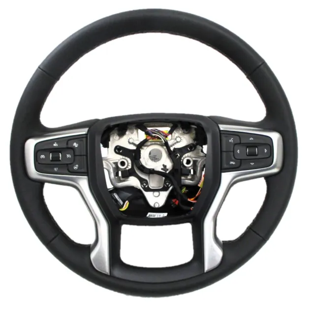 OEM 19-23 Chevy Silverado Tahoe Suburban GMC Black Silver Leather Steering Wheel