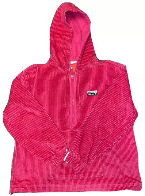 Maglione con cappuccio Adidas Originals rosa caldo velluto a coste 1/2 cerniera - ED7438
