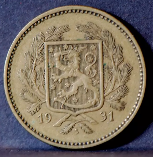 Finland, 1931-S 5 Markka, KM31, Very Fine+, NR,    6-6