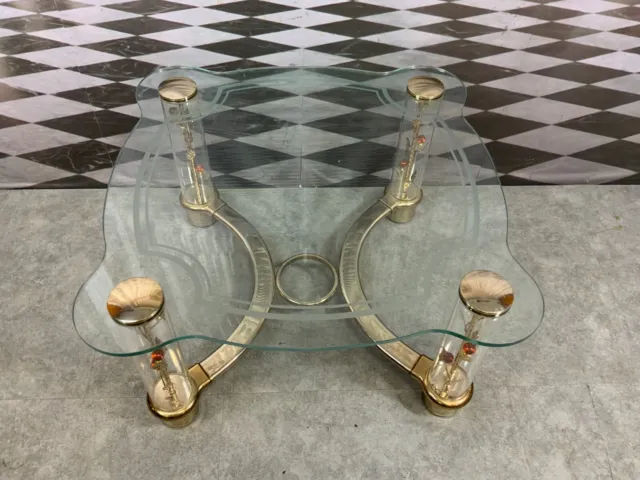 Vintage Beistelltisch Tischplatte aus Glas Gestell aus Metall und Kunststoff