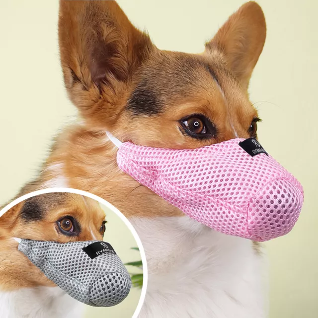 Bozal de Nylon Respirable Ajustable para perros Pequeño Adiestramiento Rosa Gris