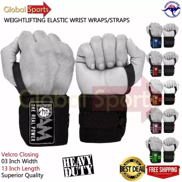 Wrist Wraps Weight Lifting Gym Training Support Straps Fitness Black-Red Dam