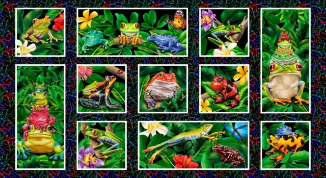 Frösche Stoff Panel 18,98€/m Frogs Jewels Digitaldruck Patchworkstoffe Patchwork