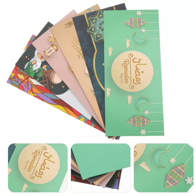 6PCS Colorful Paper Empty Multipurpose Eid Mubarak Envelopes
