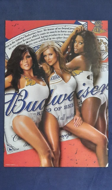 2007 Budweiser Beer Poster featuring 3 sexy models in swim suits