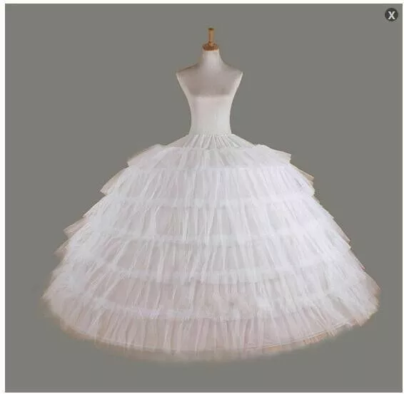 White Petticoat for Wedding Dress 6 Hoop 6 Layers Tulle Ball Gown Prom Crinoline