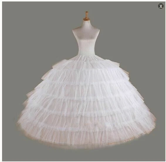 White Petticoat for Wedding Dress 6 Hoop 6 Layers Tulle Ball Gown Prom Crinoline