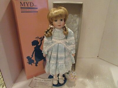 Marian Yu Designs Porcelain Doll Viola  15.5" Coa Ltd Ed Boxed Pigtails & Basket