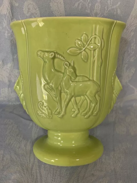 Beswick Large Green Urn Vase with Deer