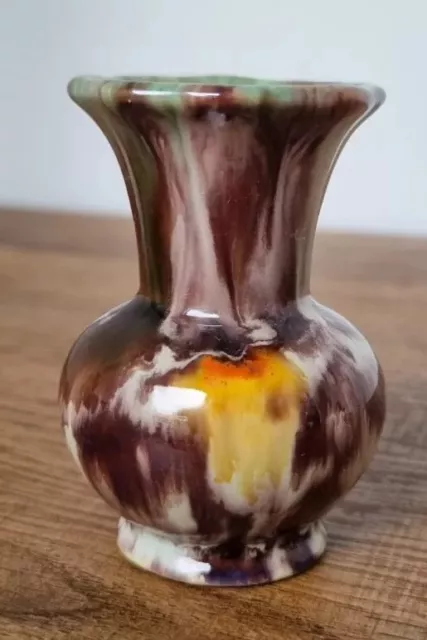 Mid Century Jasba Keramik W Germany Mini Vase - Multi Colour - Lava Dip Glaze 3