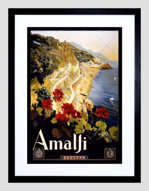 Travel Amalfi Coast Beach Italia Italy New Black Framed Art Print B12X11298