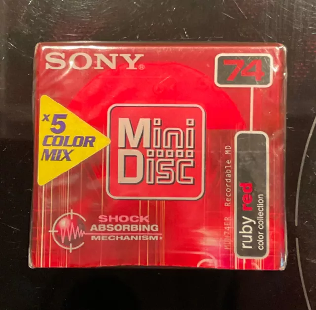 Lot 5 MiniDisc 74 RUBY RED Sony Recordable  Neufs Sous Blister mini disc