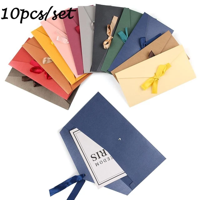 Retro Pearlescent Paper Envelop Ribbon Mailer Envelope Greeting Card Bags