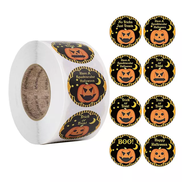500 piezas/rollo de decoración de calabaza de Halloween etiquetas sello pegatinas hágalo usted mismo papel de regalo StiZ8